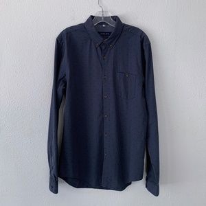 Zara blue - gray diamond pattern embroidered shirt